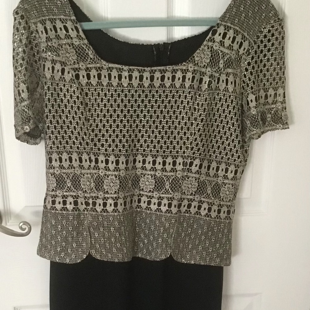 Joseph Ribkoff ankle length evening gown metallic lace with black   Size 12